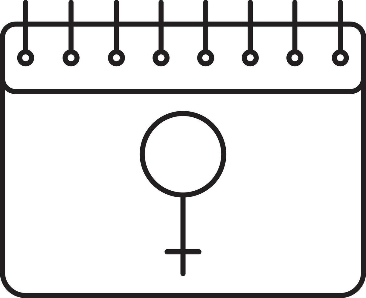 kvinna kön symbol kalender svart stroke ikon. vektor