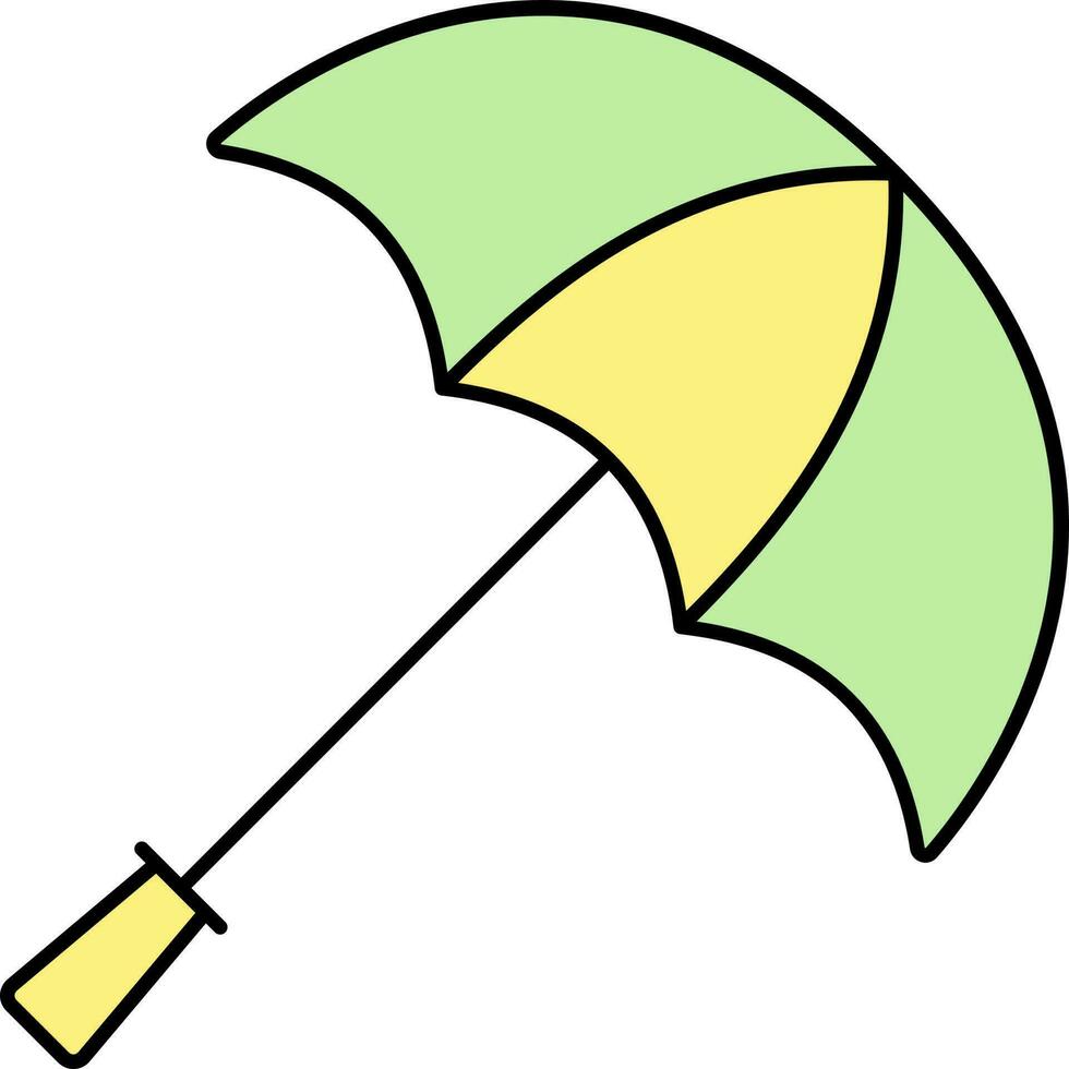 Gelb und Grün Regenschirm Symbol im eben Stil. vektor