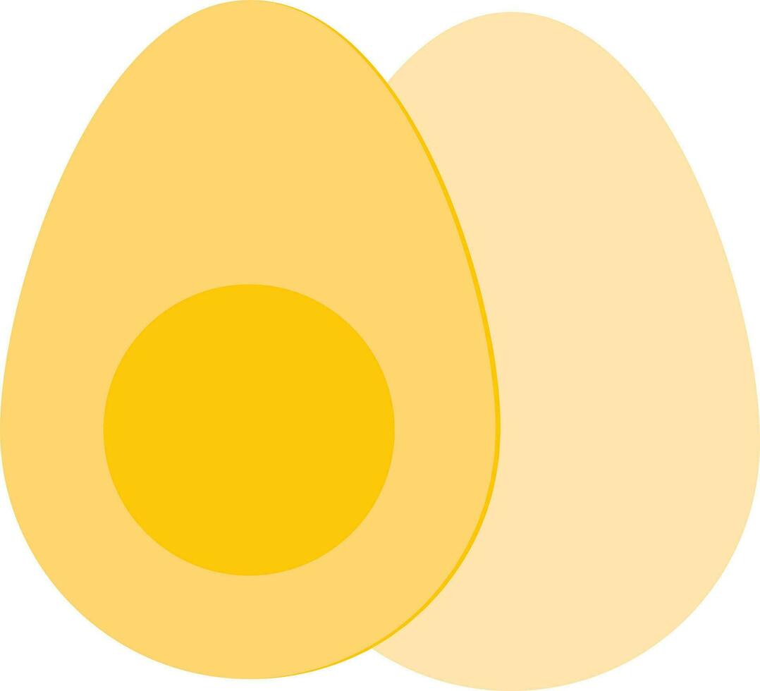 kokt ägg med halv bit ikon i gul Färg. vektor