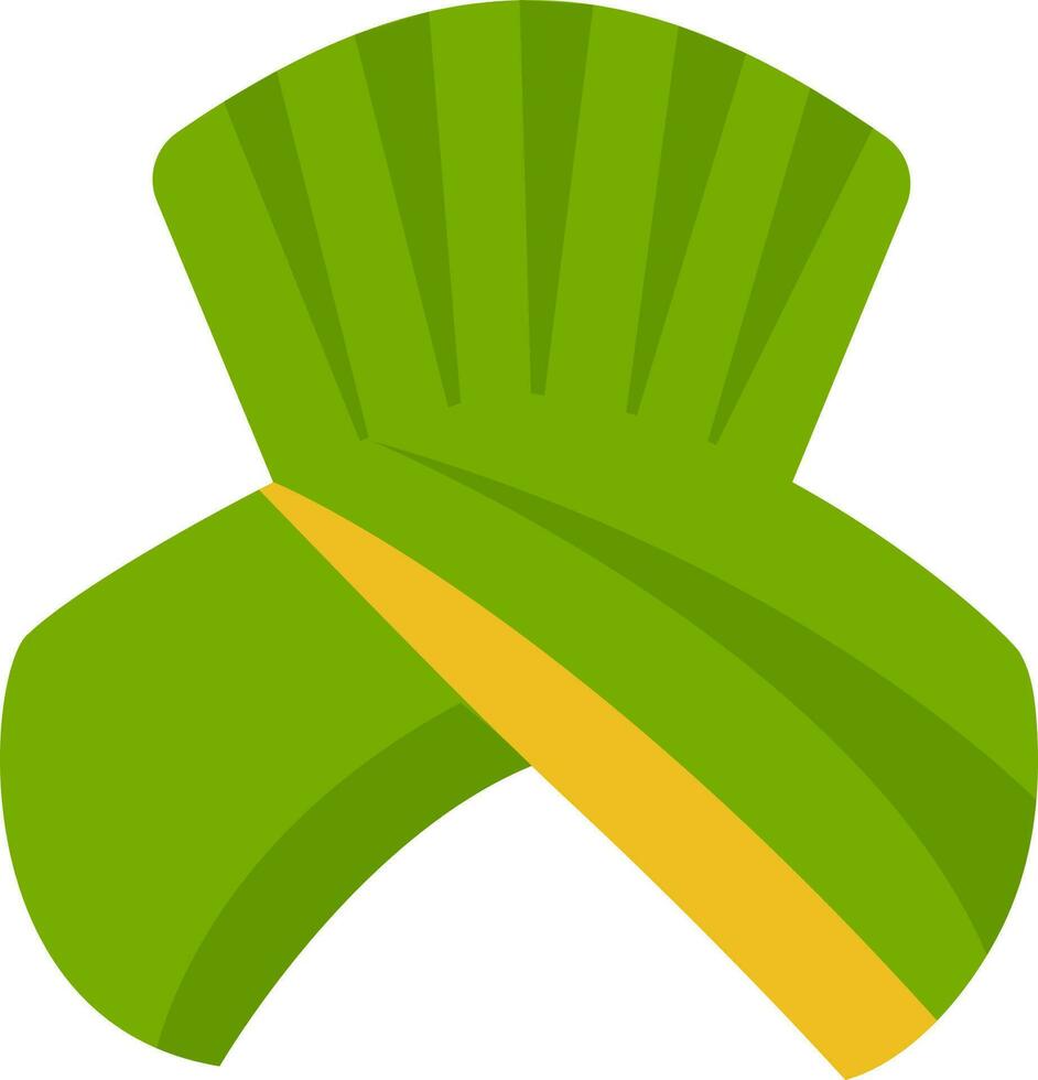 Grün und Gelb Turban Symbol im eben Stil. vektor