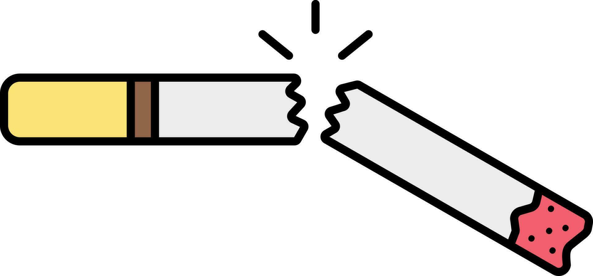 platt illustration av bruten cigarett ikon. vektor
