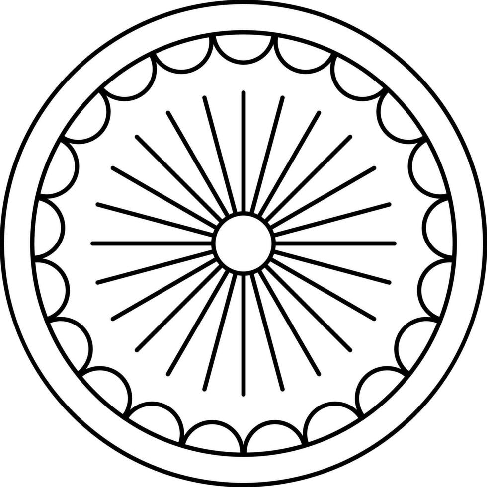 Illustration von Ashoka Rad Symbol im Linie Kunst. vektor