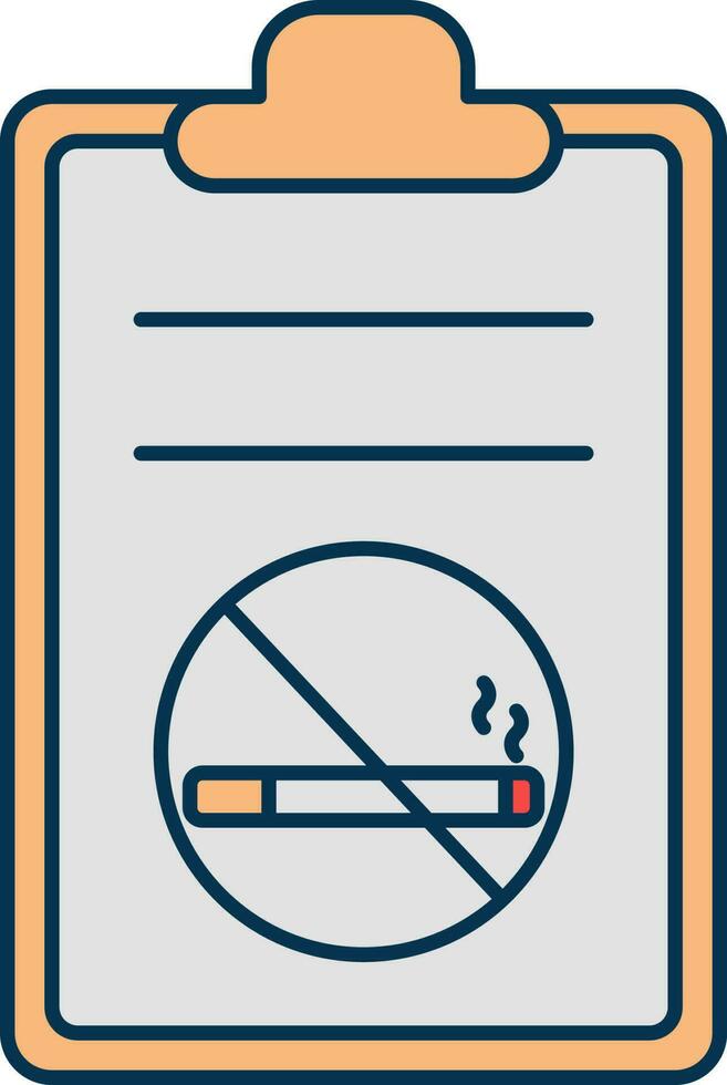 Nein Rauchen Gesundheit Bericht Symbol im grau und Orange Farbe. vektor
