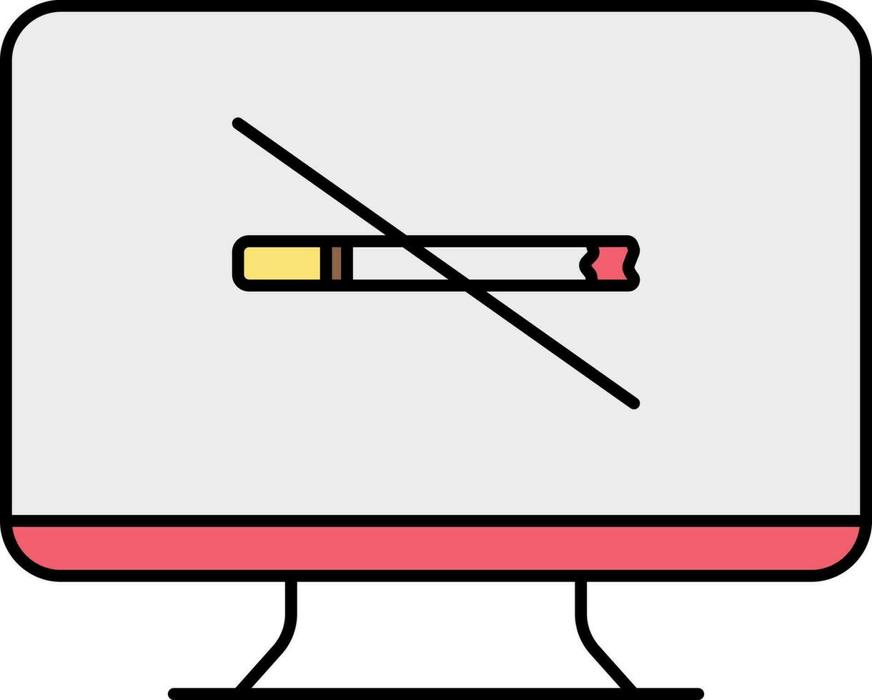 Nein Rauchen Botschaft im Desktop Bildschirm rot und grau Symbol. vektor