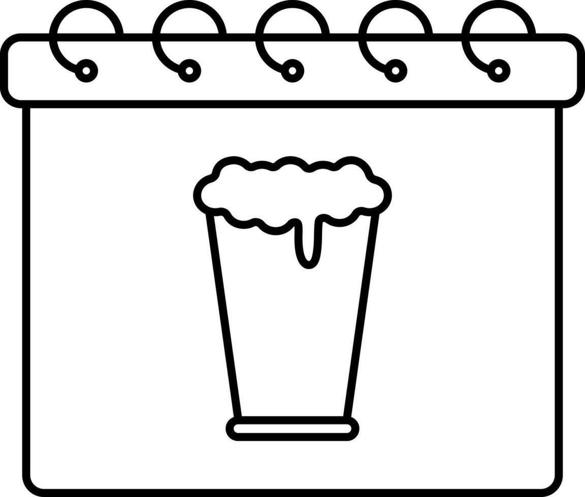 Bier Glas Kalender linear Symbol oder Symbol. vektor