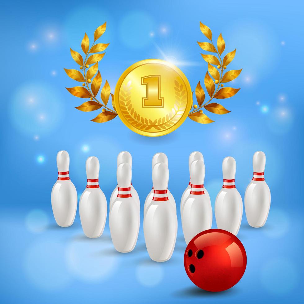 bowling seger 3d komposition vektorillustration vektor