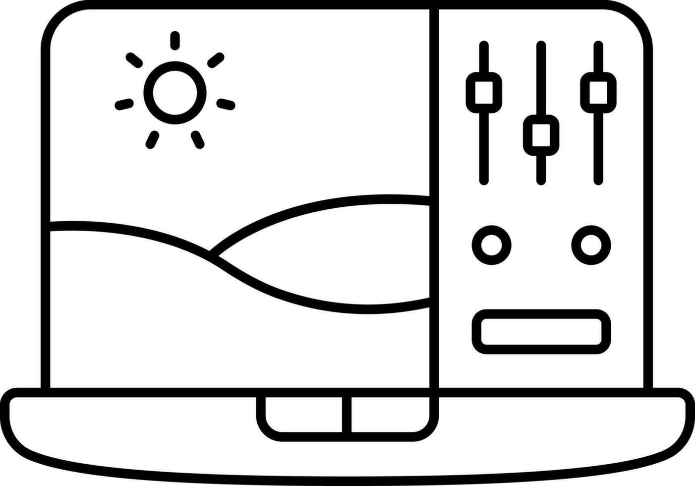 Foto justera reglaget i bärbar dator skärm svart stroke ikon. vektor