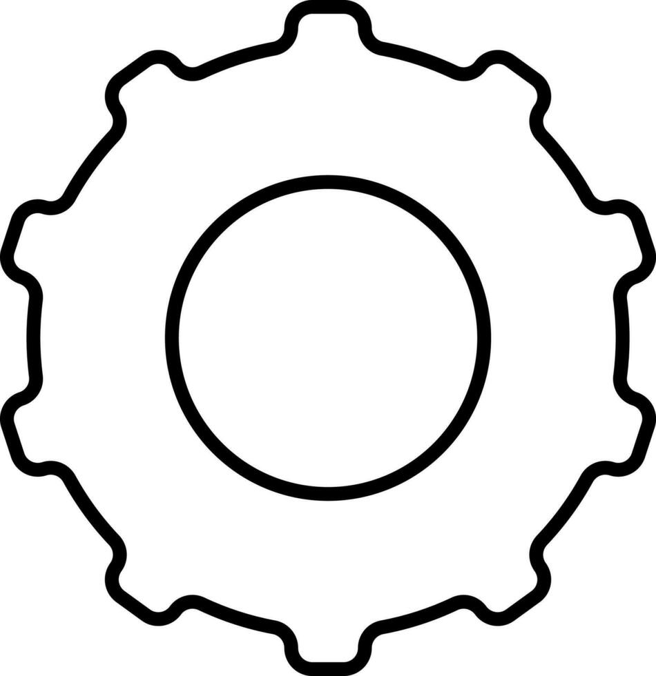 isolerat kugghjul ikon i tunn linje konst. vektor