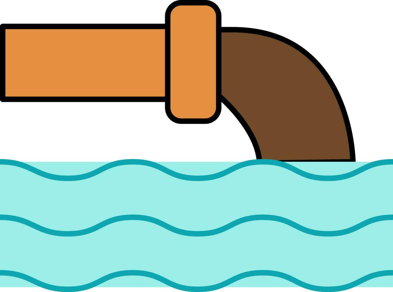 Pipeline Abfall Wasser im Fluss bunt Symbol oder Symbol. vektor