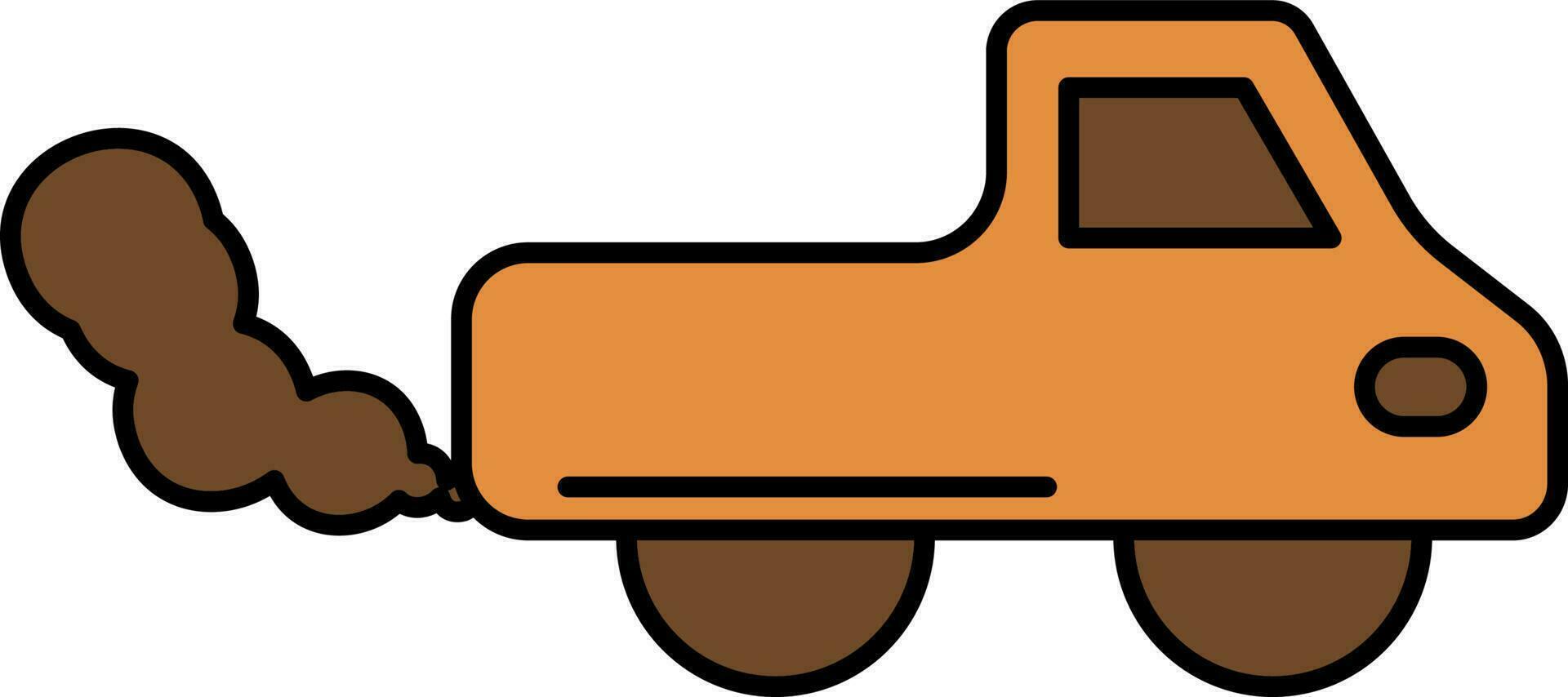 bogsering lastbil utflykt rök brun och orange ikon i platt stil. vektor
