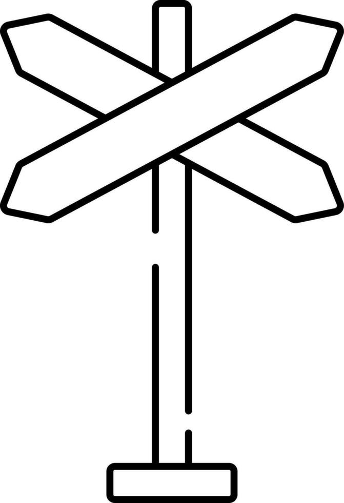 Eisenbahn Kreuzung Signal Symbol im schwarz Schlaganfall. vektor