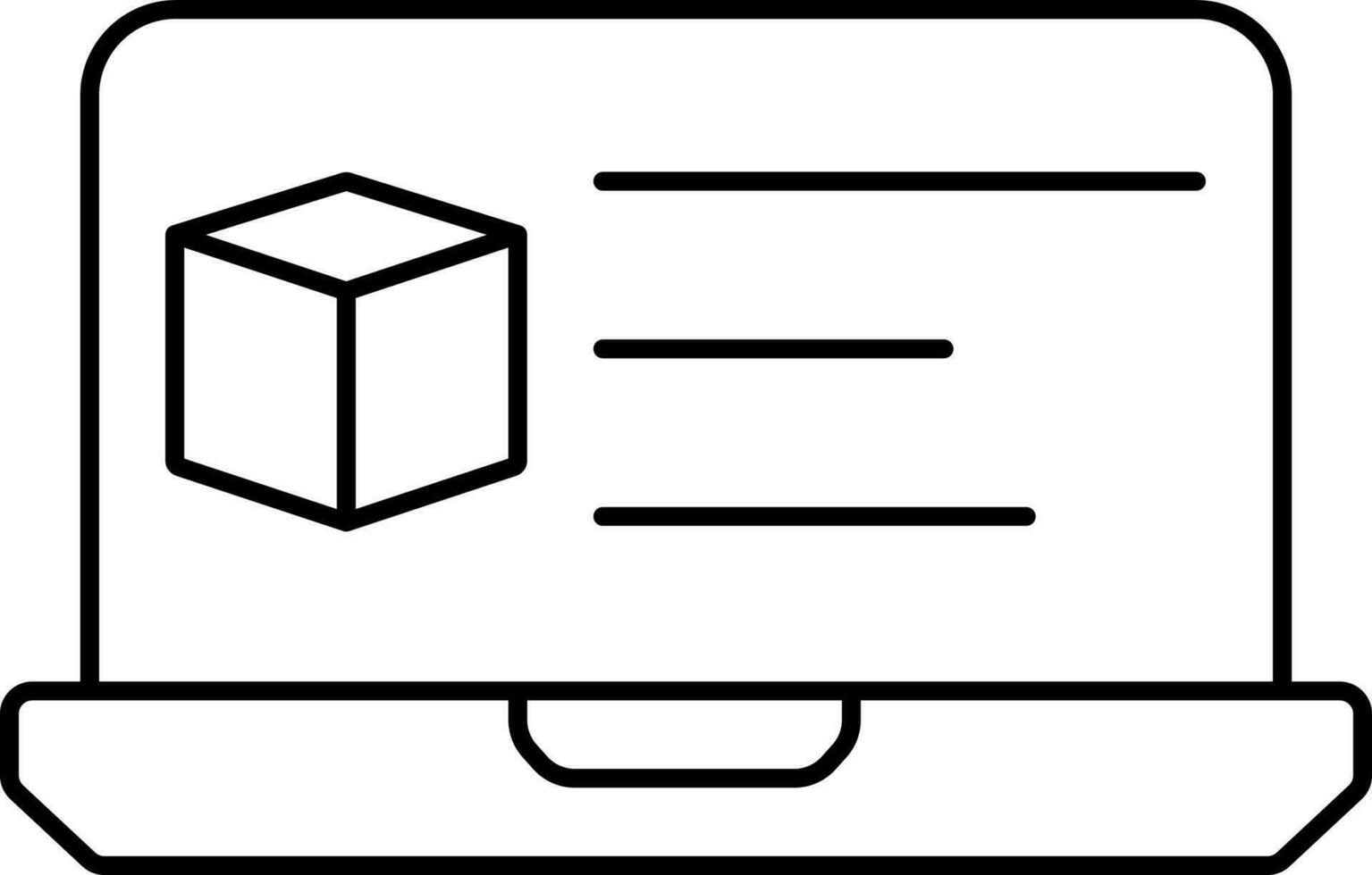 linjär stil 3d utskrift programvara i bärbar dator ikon. vektor