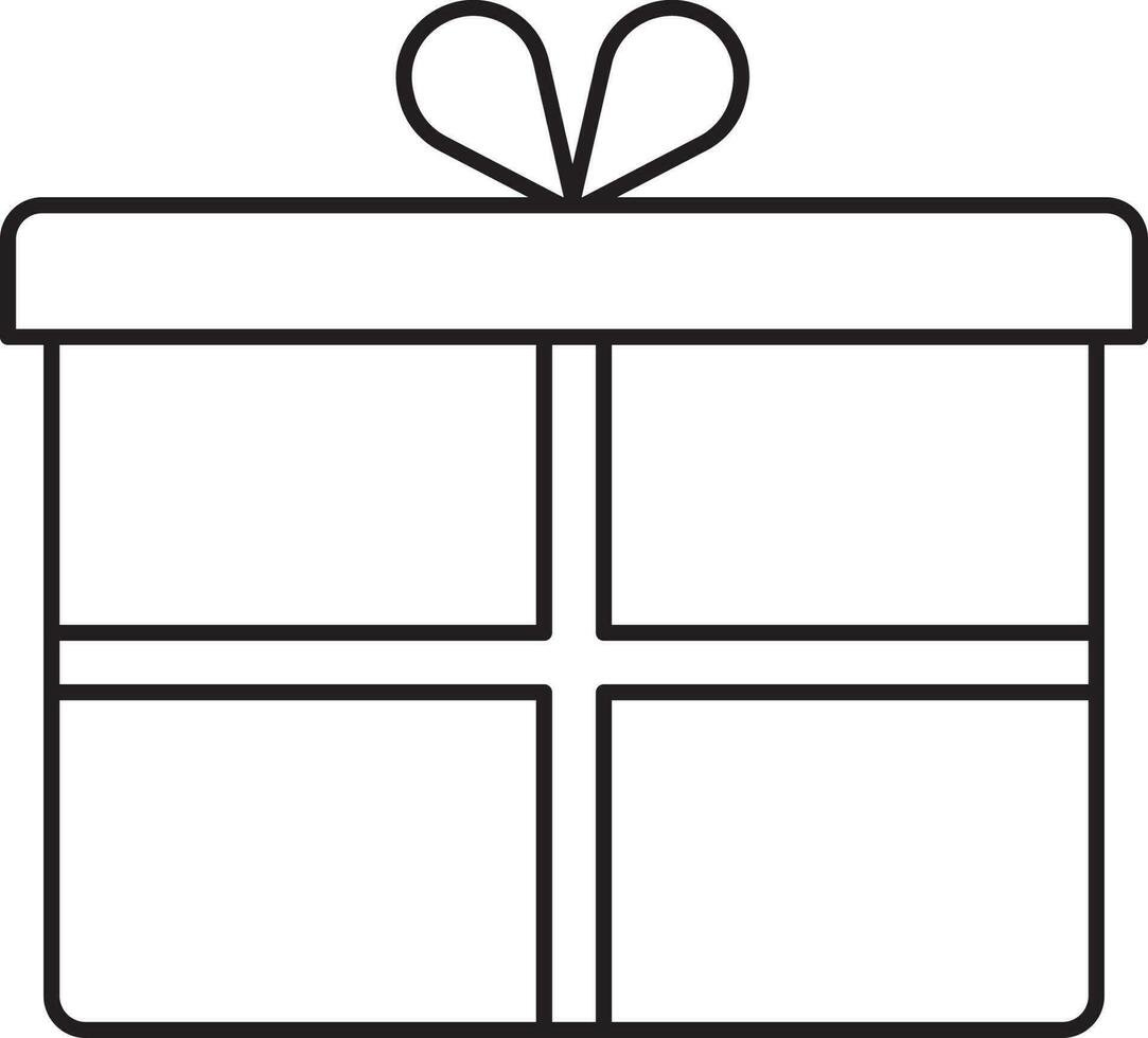 isoliert Geschenk Box Symbol im schwarz dünn Linie Kunst. vektor