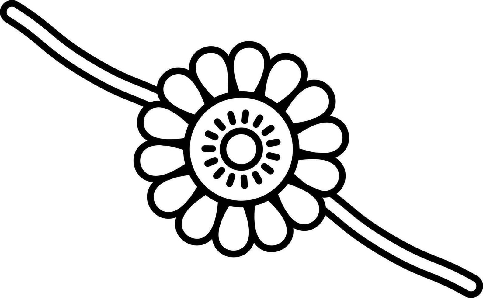 isolerat skön blommig rakhi ikon i svart linje konst. vektor