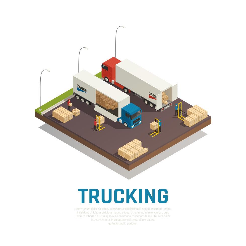 LKW-isometrische Zusammensetzungsvektorillustration vektor