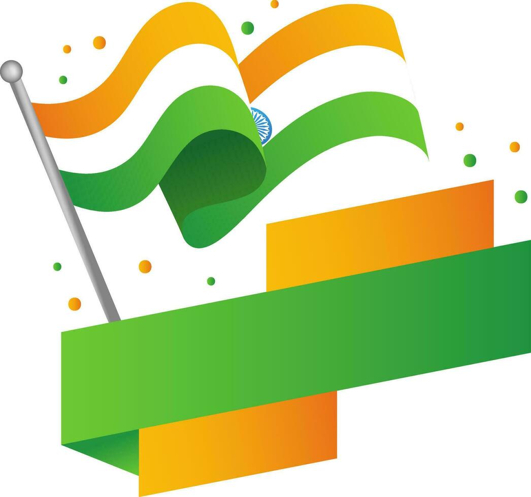 isoliert wellig indisch National Flagge mit Kopieren Raum Streifen Hintergrund. vektor