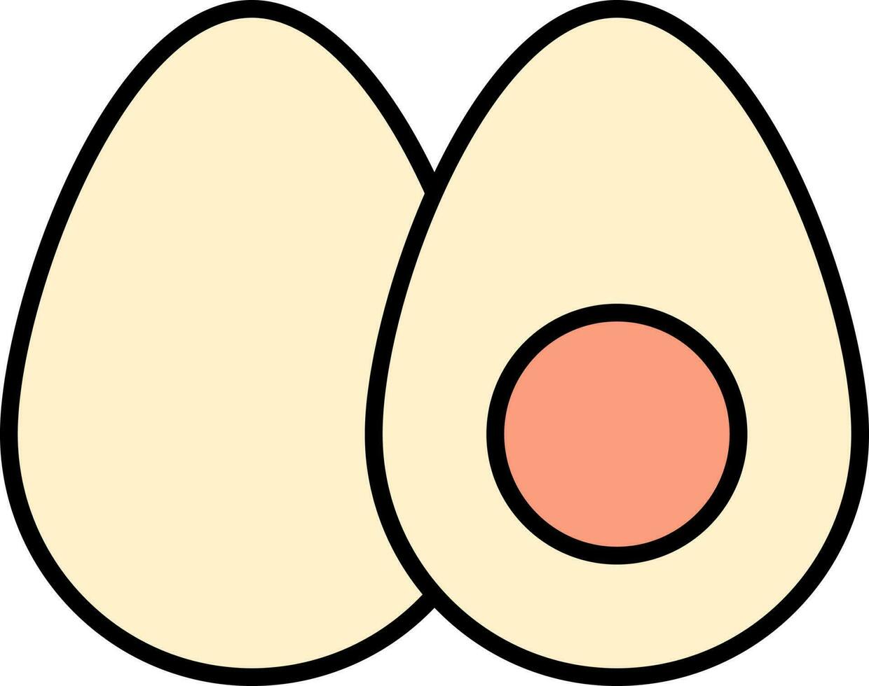 kokt ägg med halv bit orange och gul ikon. vektor