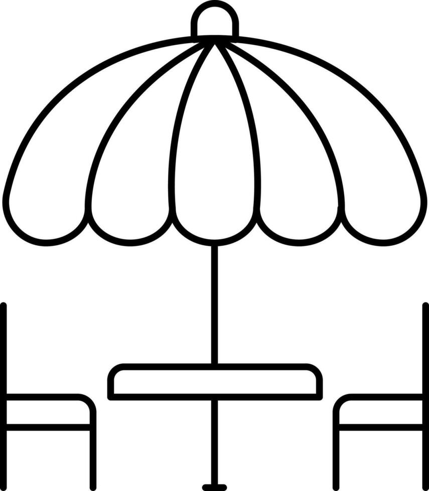 två stol med paraply tabell stroke ikon. vektor