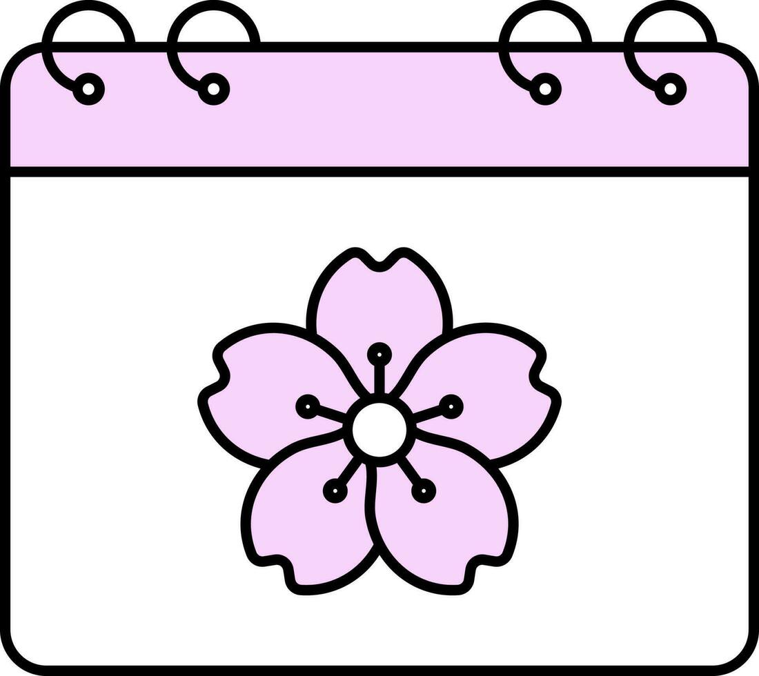körsbär blomma kalender platt ikon i rosa och vit Färg. vektor