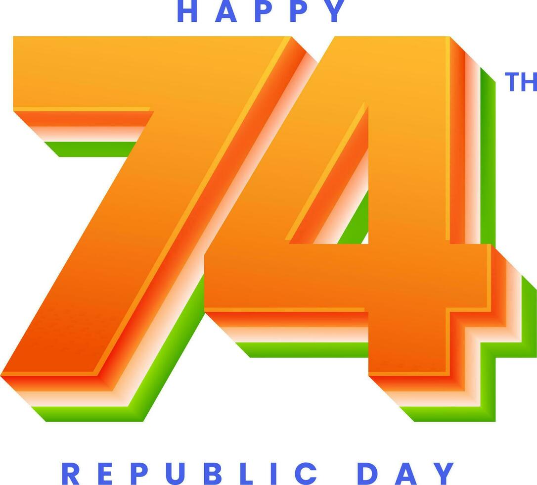 3d dreifarbig 74 .. Nummer auf Weiß Hintergrund zum glücklich Republik Tag. vektor