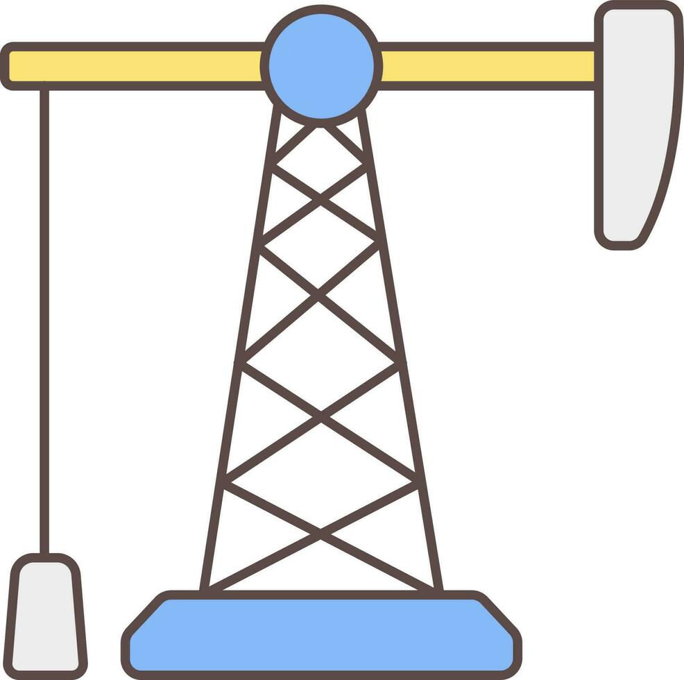 olja pumpjack platt ikon i gul och blå Färg. vektor