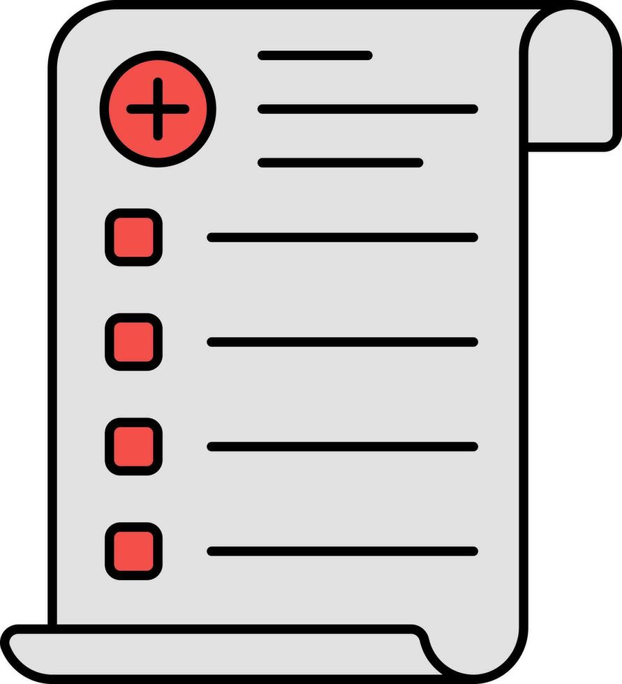 Lägg till papper platt ikon i röd och grå Färg. vektor