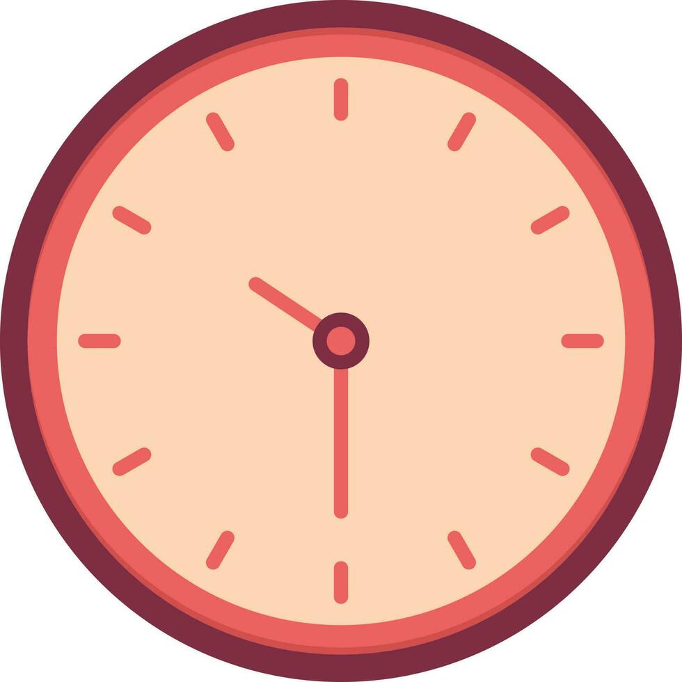 isoliert Uhr eben Symbol im rot und Pfirsich Farbe. vektor