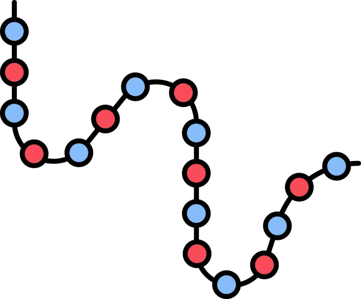 Blau und rot Perlen Girlande Symbol auf Weiß Hintergrund. vektor