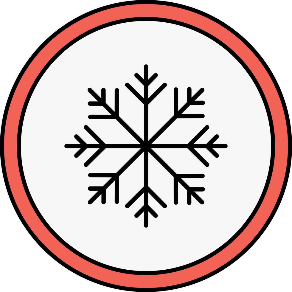 Schneeflocke runden Symbol im rot und schwarz Farbe. vektor