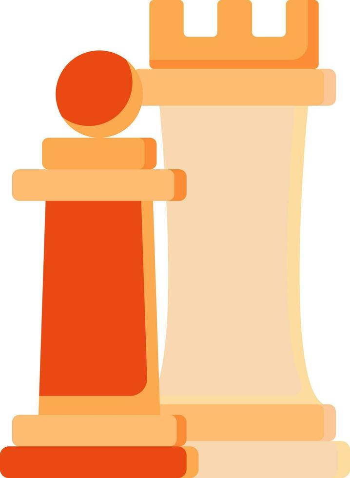 Orange Schach Turm mit Pfand eben Symbol. vektor