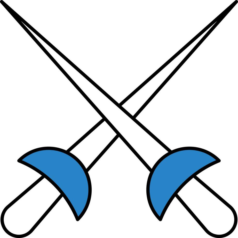 Kreuz Schwert Symbol im Blau Farbe. vektor