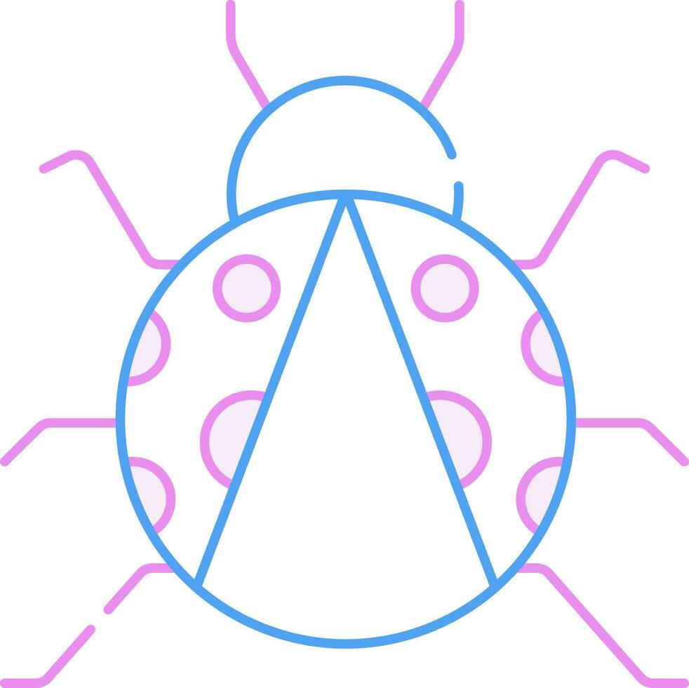 blå och rosa tunn linje konst av nyckelpiga tecknad serie ikon. vektor