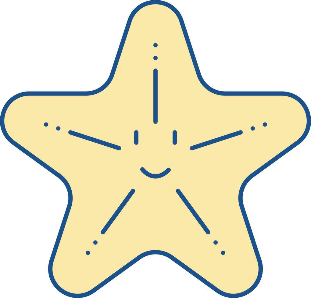 smiley sjöstjärna tecknad serie ikon i gul Färg. vektor