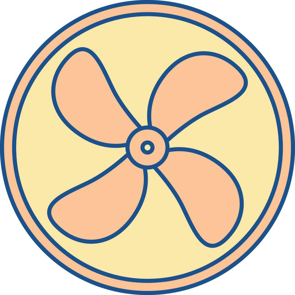 cirkulär uttömma fläkt gul och orange ikon. vektor