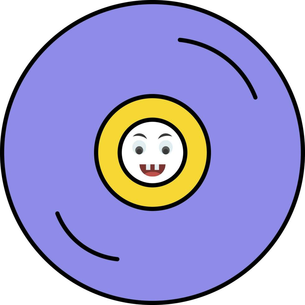 tecknad serie karaktär CD gul och lila ikon. vektor