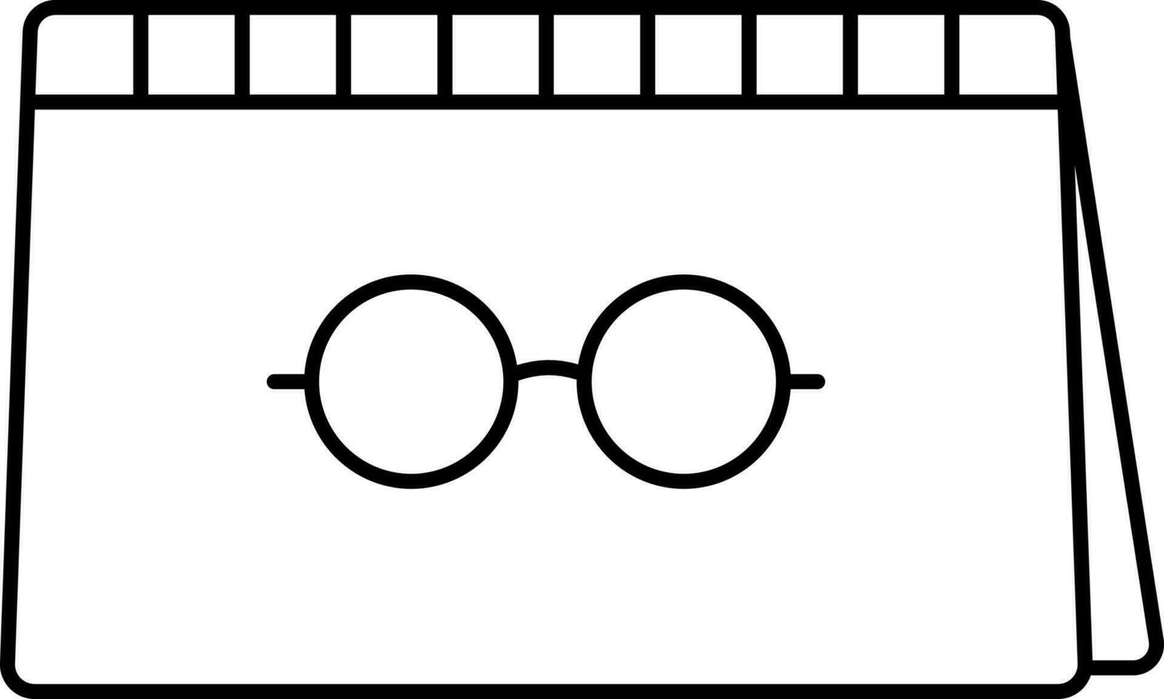 schwarz linear Stil Brille mit Kalender Symbol. vektor