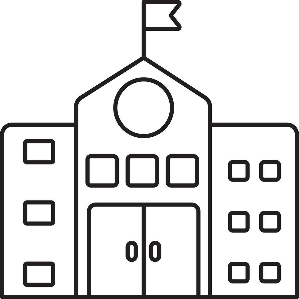 svart linjär stil skola byggnad ikon eller symbol. vektor