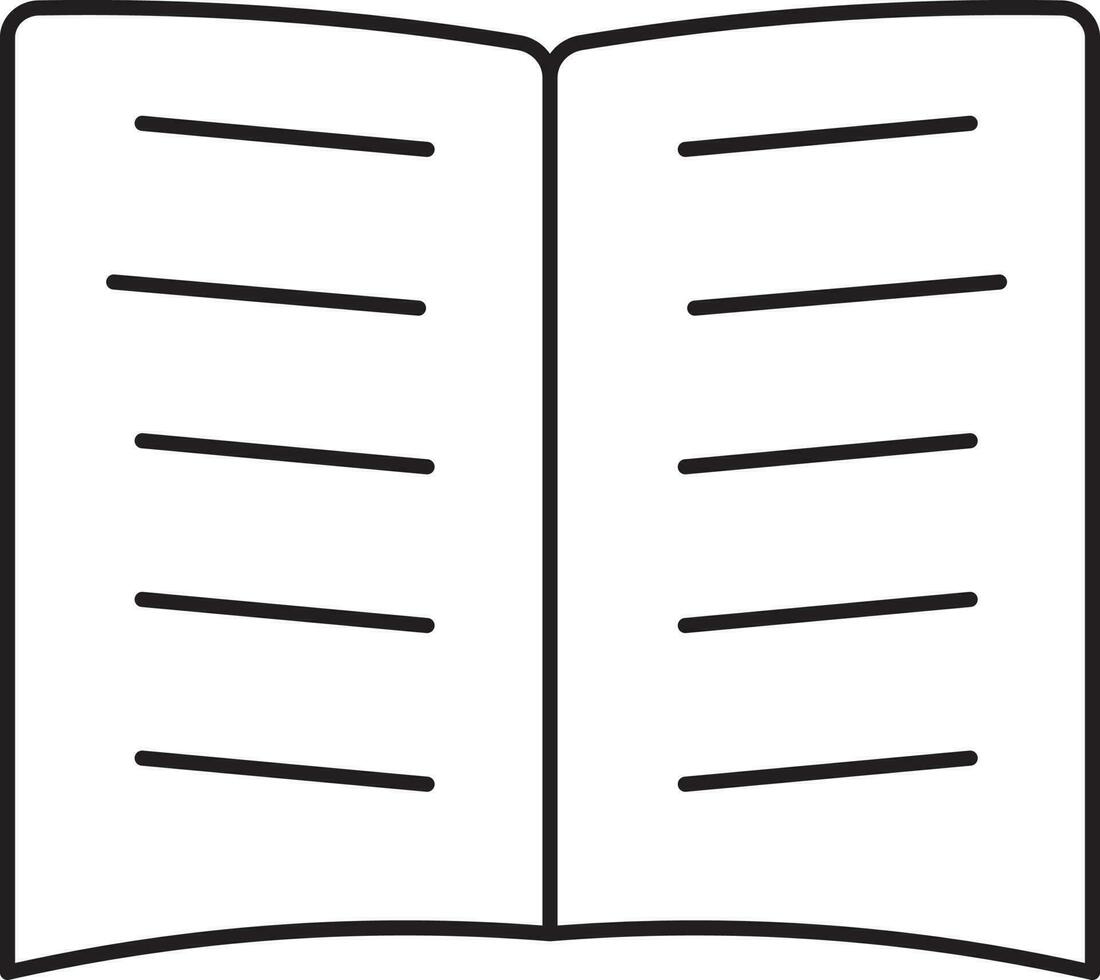 svart linjär stil öppen bok ikon eller symbol. vektor