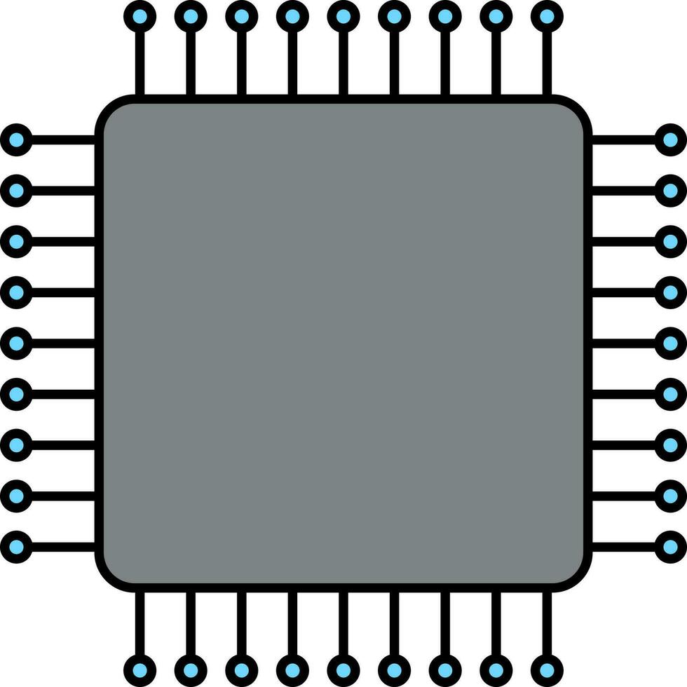 isolerat krets chip ikon i grå Färg. vektor