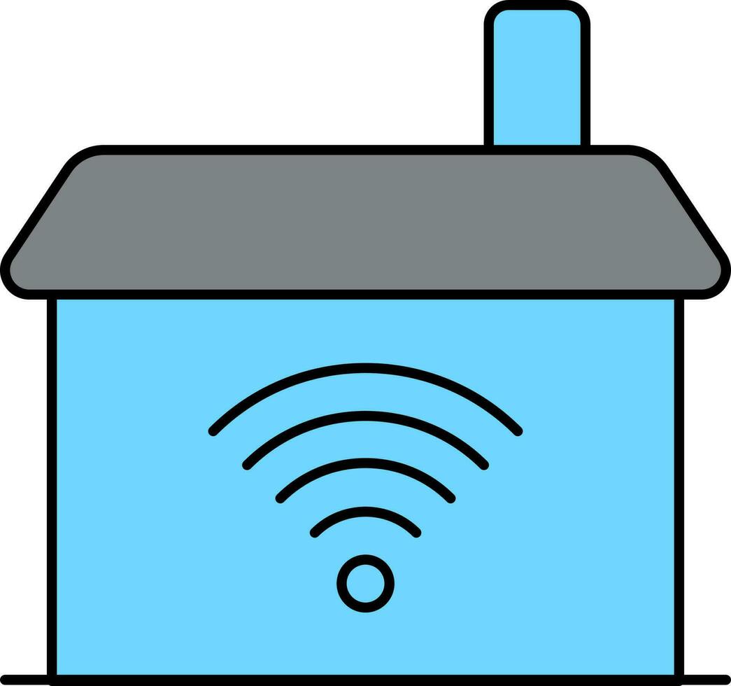 W-lan verbinden Haus eben Symbol im Blau und grau Farbe. vektor