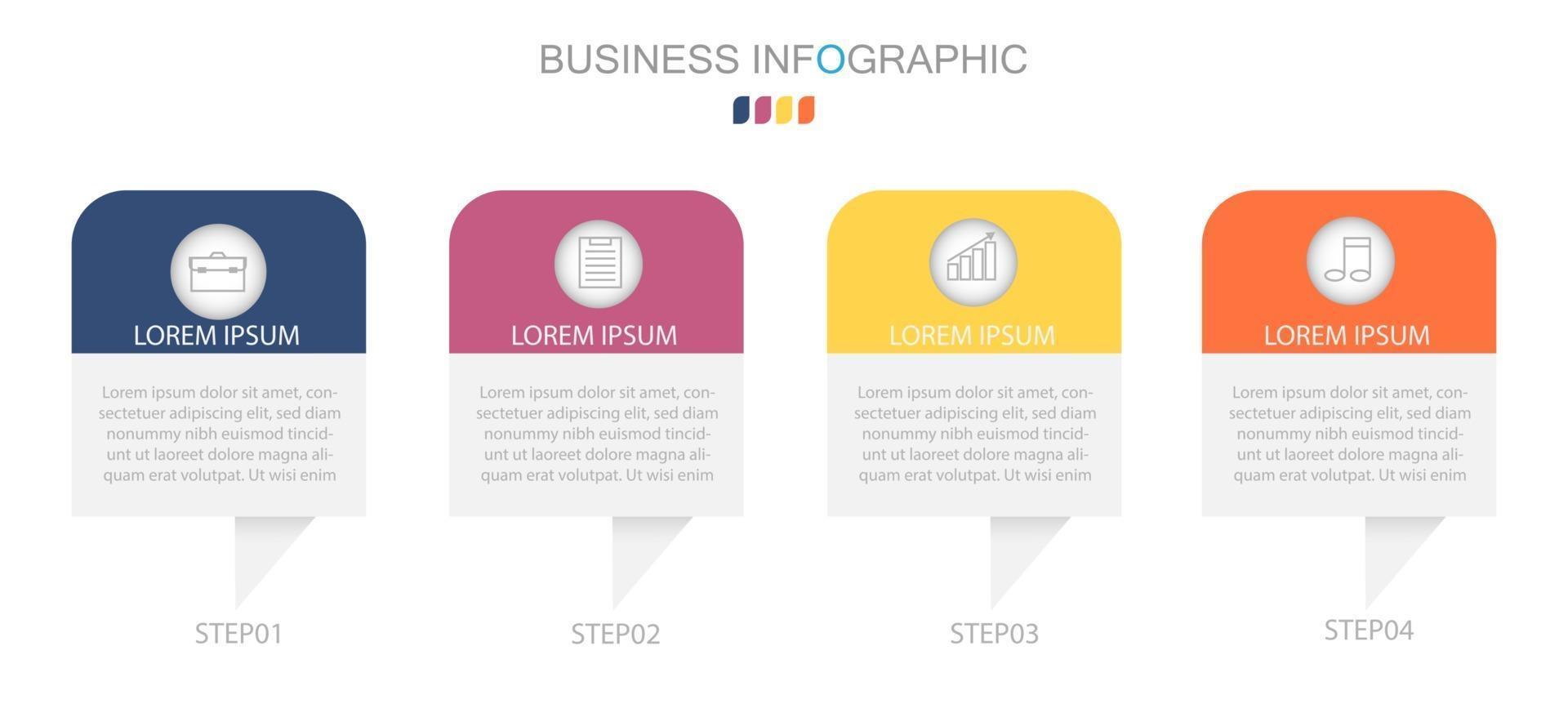 Infografik-Vorlage in 4 Schritten Vorlage für Diagramm-Grafik-Präsentation und Diagramm vektor