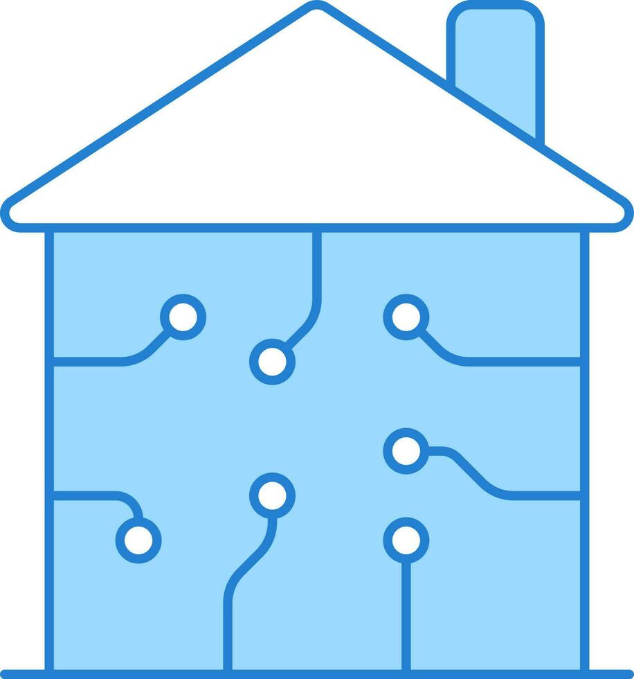 platt smart hus ikon i blå och vit Färg. vektor