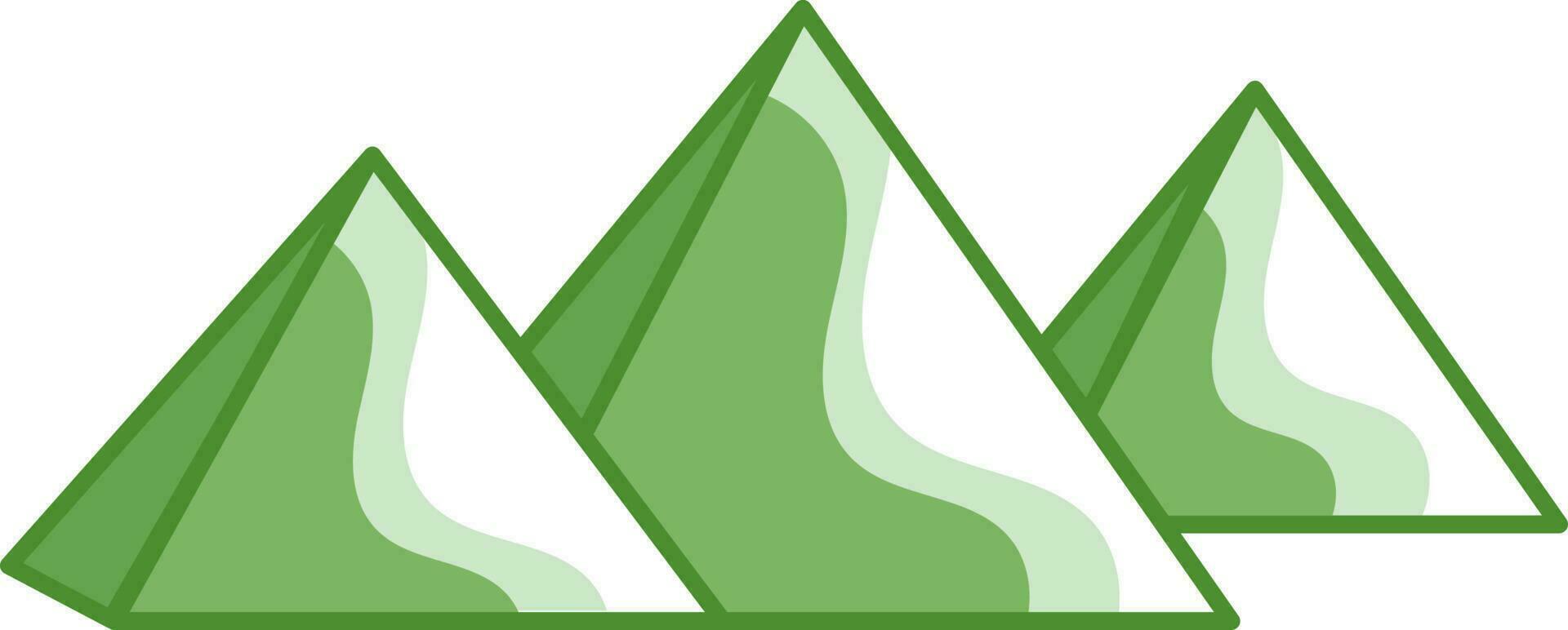 grön och vit egyptisk pyramider ikon i platt stil. vektor