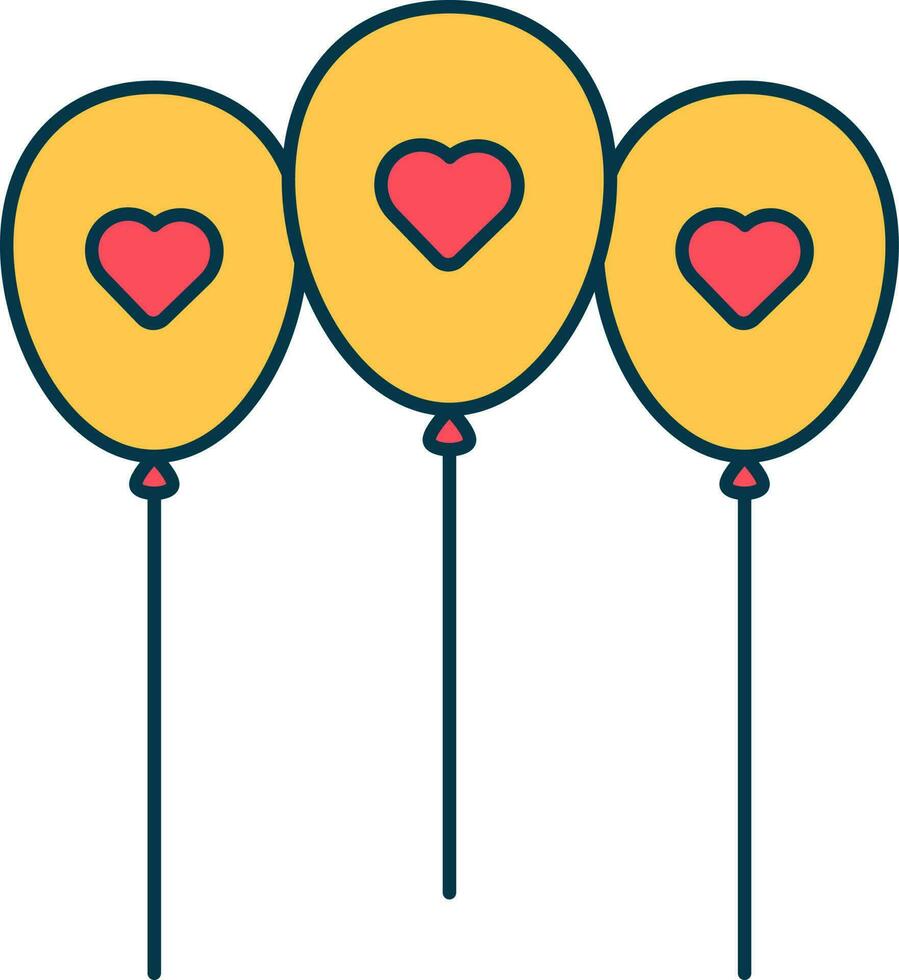 hjärta ballonger ikon i röd och gul Färg. vektor