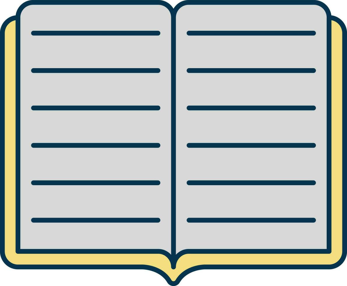 öppen bok platt ikon i grå och gul Färg. vektor