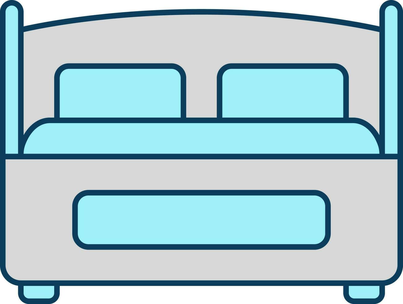 grå och turkos dubbel- säng ikon i platt stil. vektor