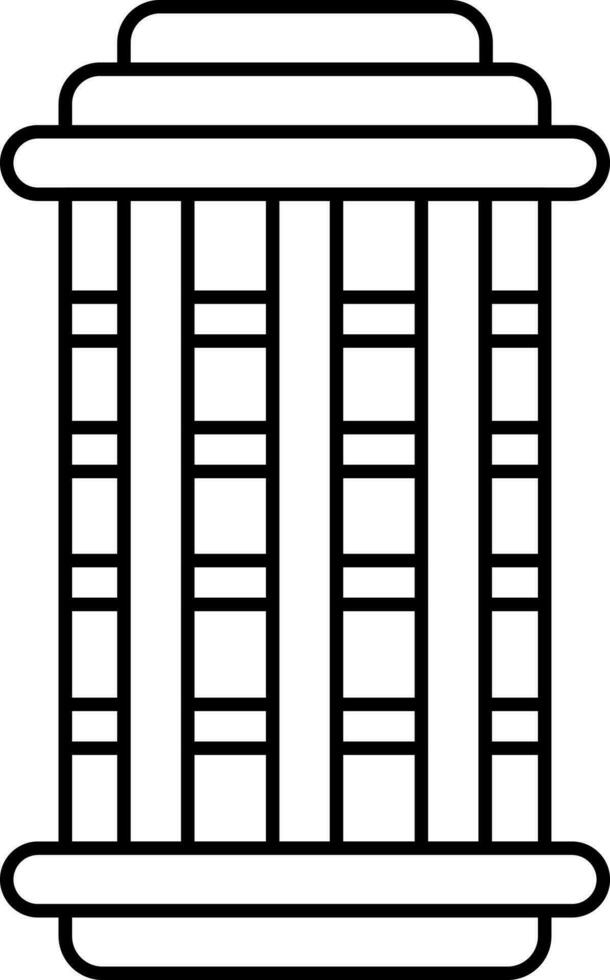 svart tunn linje konst cylindrisk bur ikon. vektor