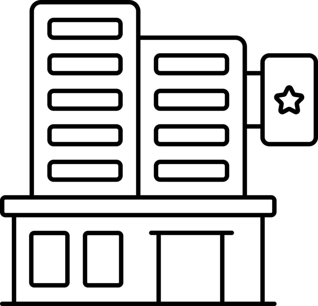 svart översikt av stjärna hotell byggnad ikon. vektor