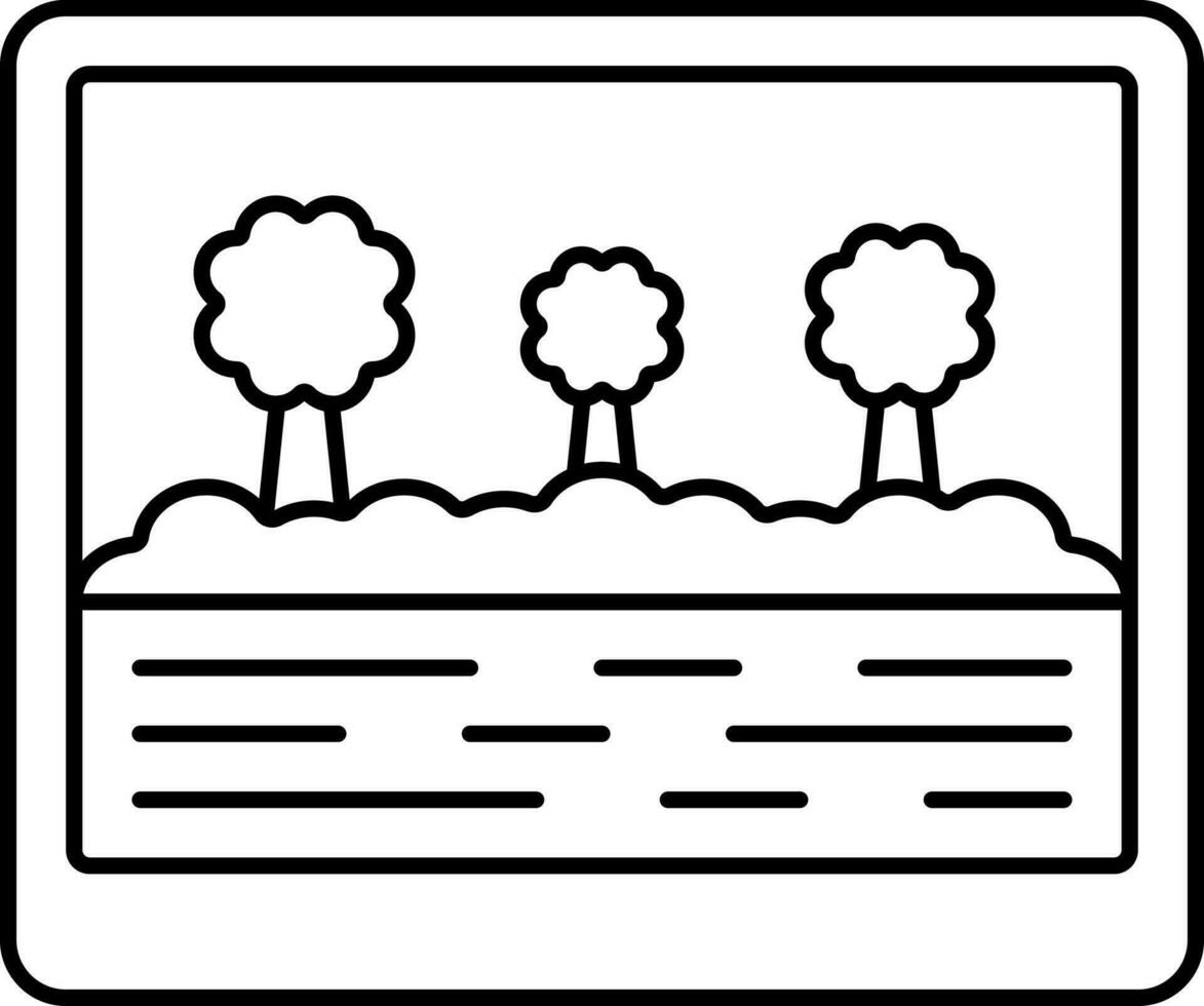 schwarz linear Stil Wald Landschaft Symbol. vektor