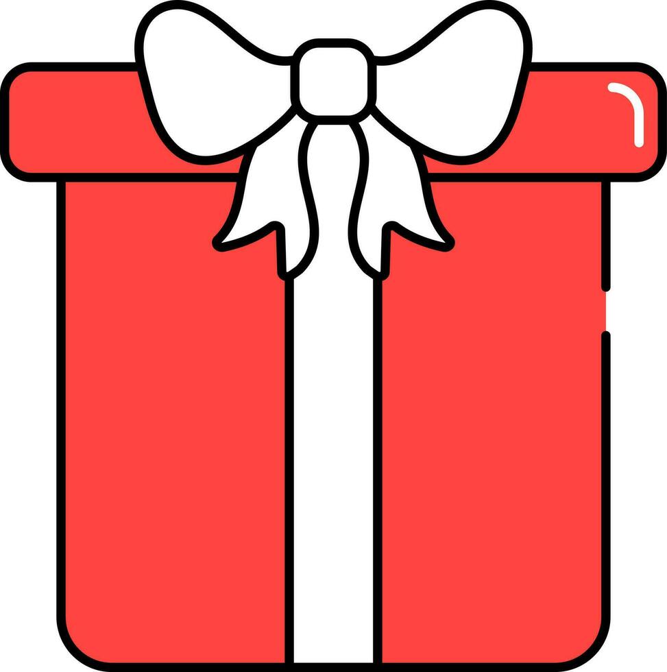 röd och vit gåva låda ikon i platt stil. vektor